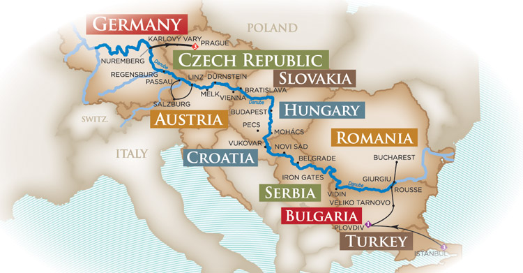 Grand Danube Cruise map